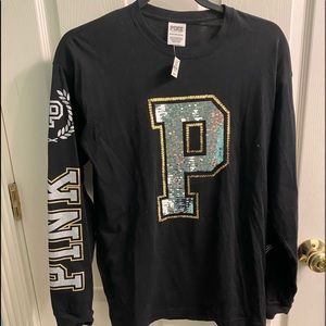 Pink Victoria Secret long sleeve bling shirt